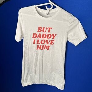 White T-Shirt with Red Text